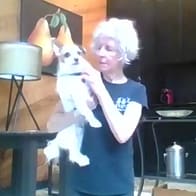 SH Zoom Pets 15 Donna and her dog exercising with Sheila Hamilton Movement Garden