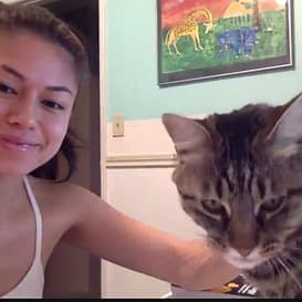 SH Zoom Pets 3 Emma Fenti and her cat exercising with Sheila Hamilton Movement Garden